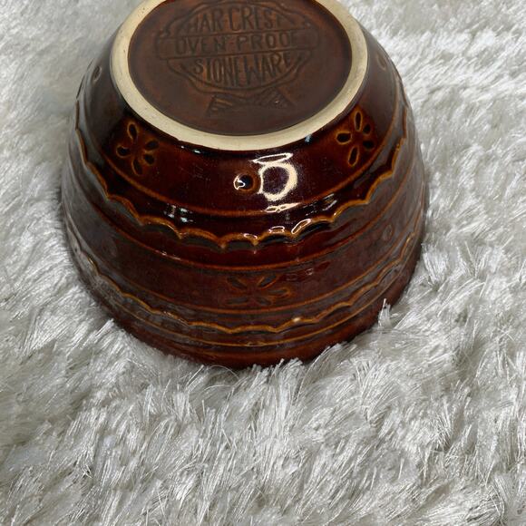 Vintage Marcrest Oven Proof Daisy Dot Brown Stoneware Bowl Dish - Picture 7 of 8